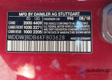 2019 Mercedes-Benz C 300 z USA, uszkodzony, nr VIN WDDWJ8DB6KF803628